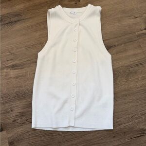 Garage Sleeveless Cream Button-Down Shirt